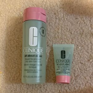 Clinique All About Clean Liquid Facial Soap Oily Skin Duo 6.7 oz & 1 oz NWOT